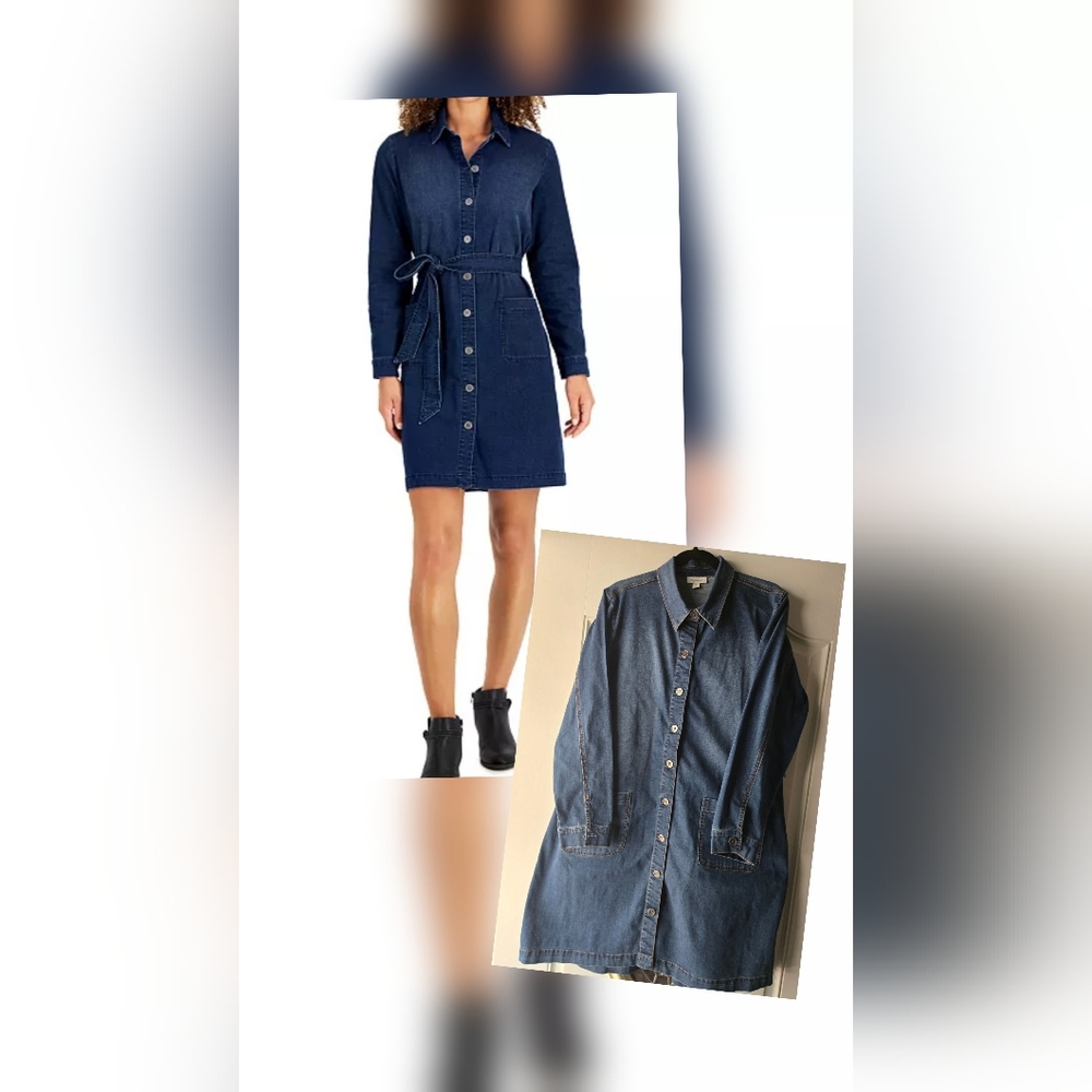 Style & Co.‎ Dark Blue Denim Fall Jacket Dress ~ XL